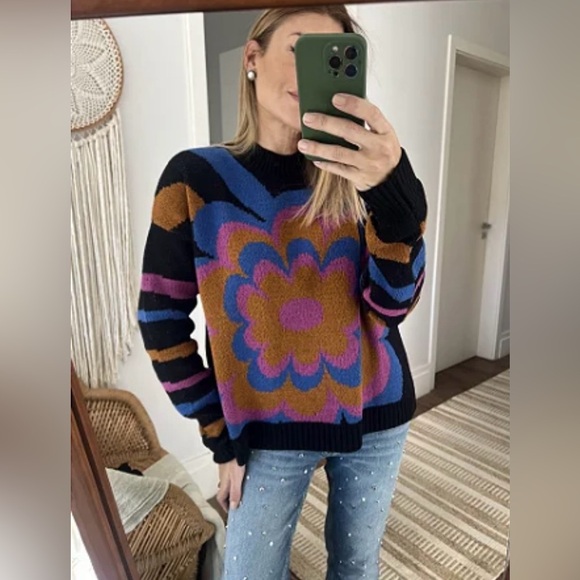 Minasmalha Brazilian multi coloured Woodstock long sleeve sweater women’s Medium - Picture 1 of 8